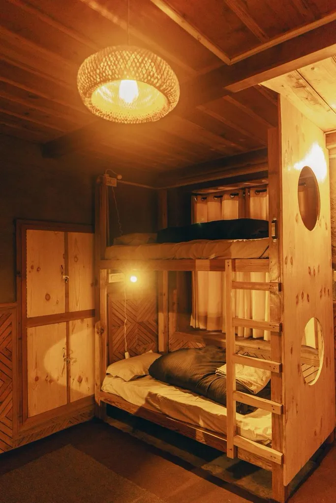 Wooden Bunk Beds Cozy Himalayan Homestay Room